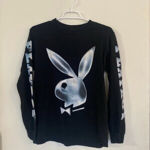 Playboy Bunny Long Sleeve Graphic Tee – Black – Size Small
